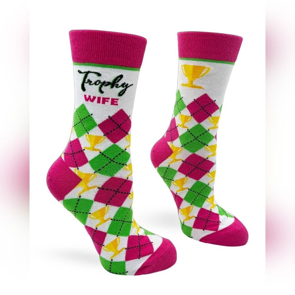 Trophy Wife Argyle Socks - Pink, Green, Yellow